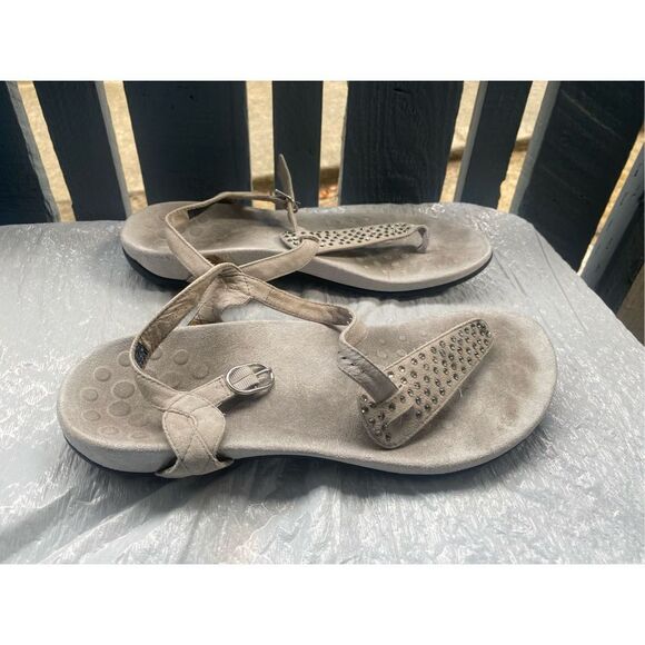 Vionic Women’s Orthaheel TULA Nubuck Embellished T-Strap Sandals Sz 10 - Picture 4 of 10